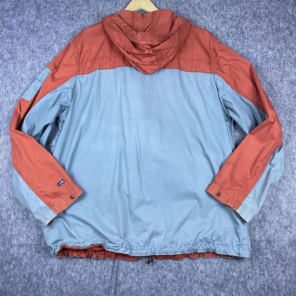Vtg The North Face Men's Heritage Windbreaker Rust/Blue Colorblock Cotton Sz XL